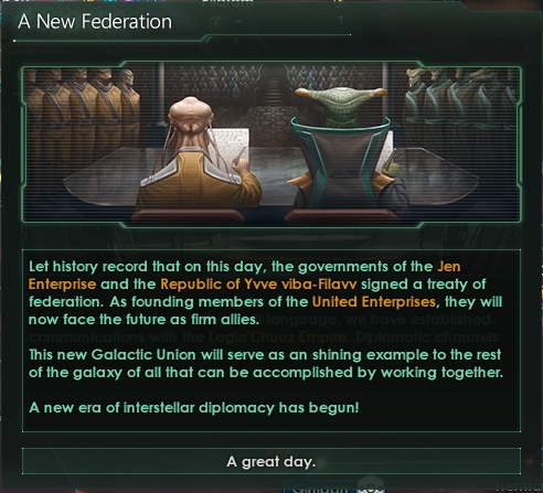 Forming a federation in Stellaris.
